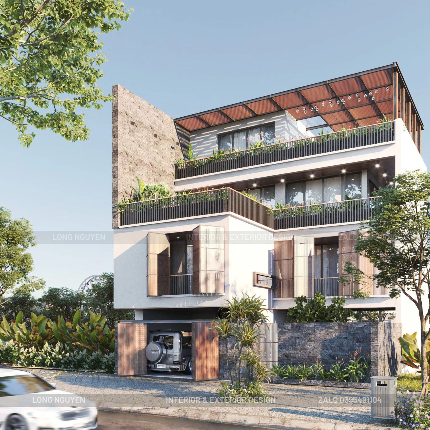 Sketchup Free Model Modern Exterior Vray ID 101000350 (Nguyen Long)