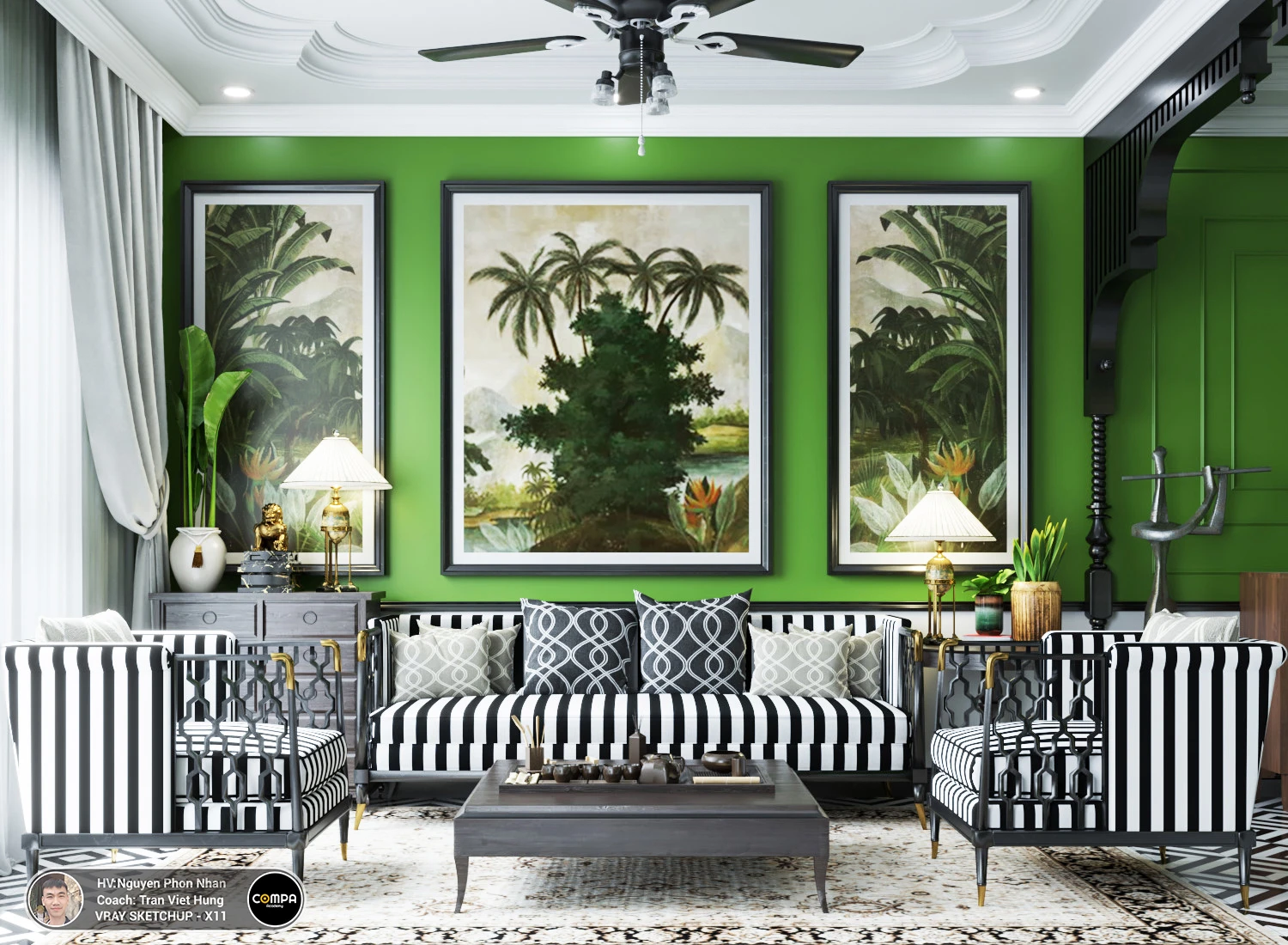 Sketchup Model Download Indochine Living Room Vray Free ID 100000262 (Tran Viet Hung)