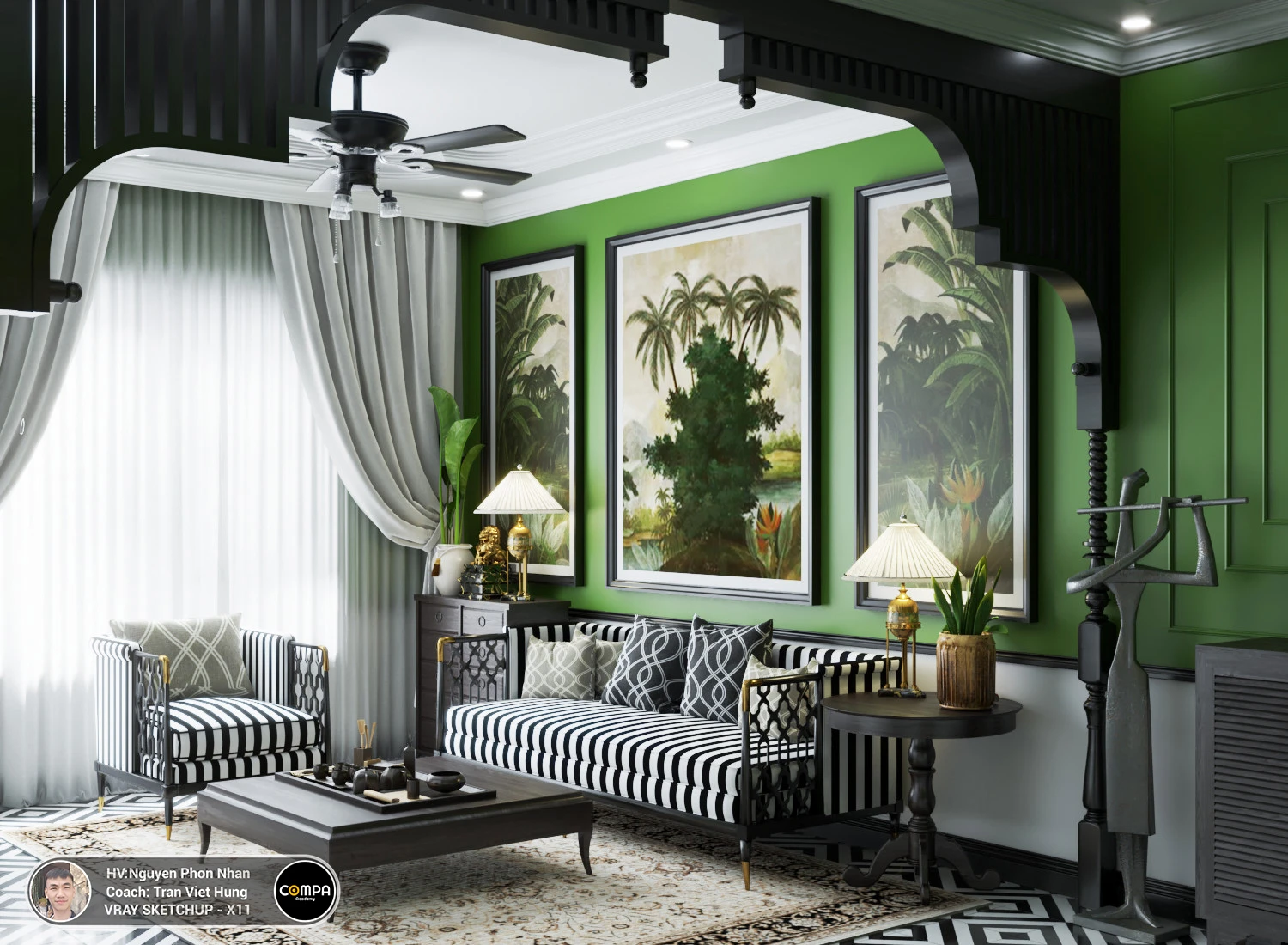 Sketchup Model Download Indochine Living Room Vray Free ID 100000262 (Tran Viet Hung)