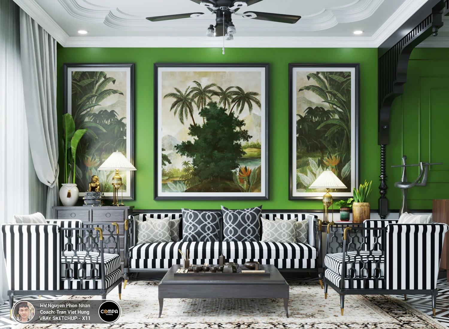 Sketchup Model Download Indochine Living Room Vray Free ID 100000262 (Tran Viet Hung)