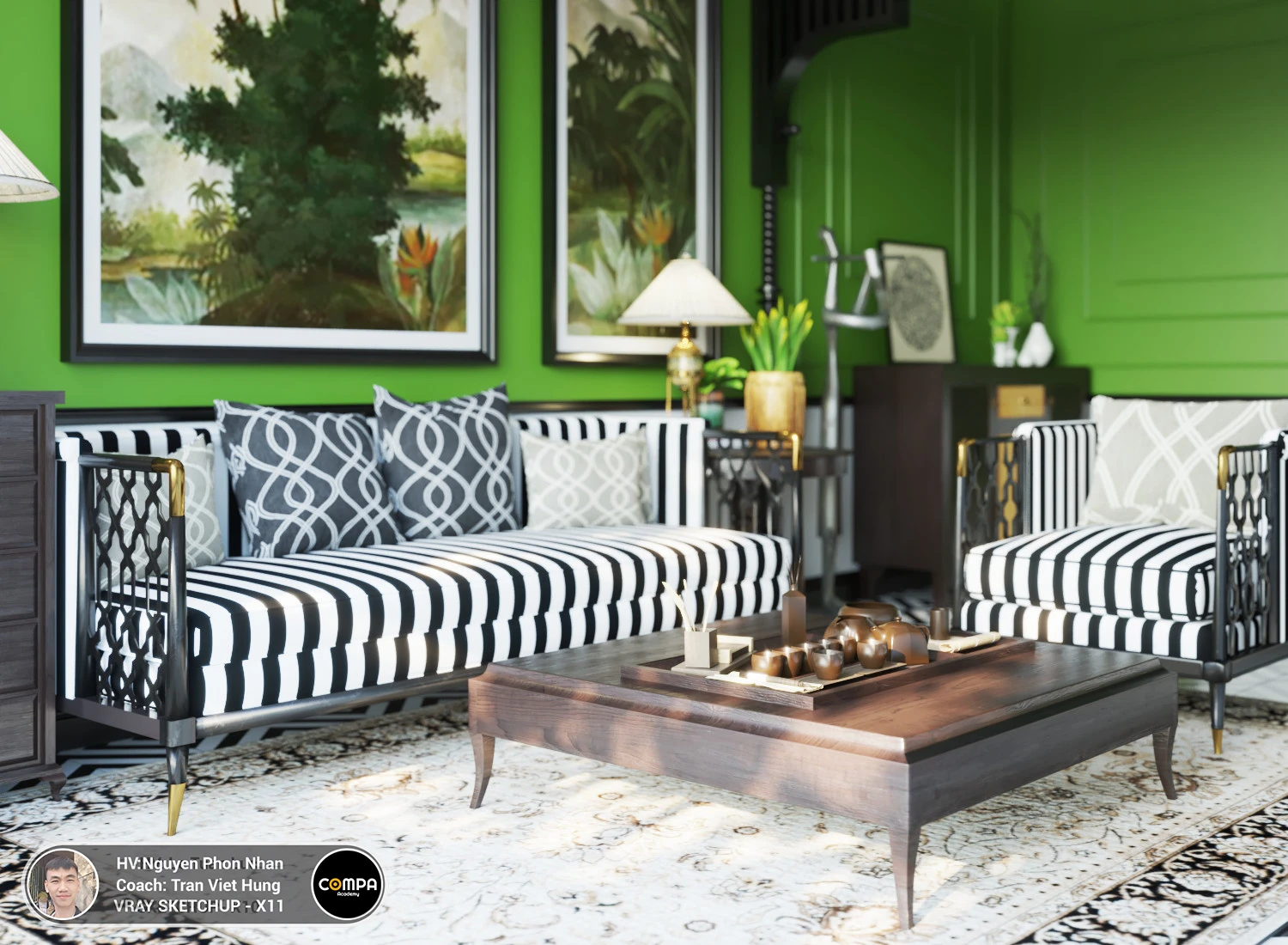 Sketchup Model Download Indochine Living Room Vray Free ID 100000262 (Tran Viet Hung)