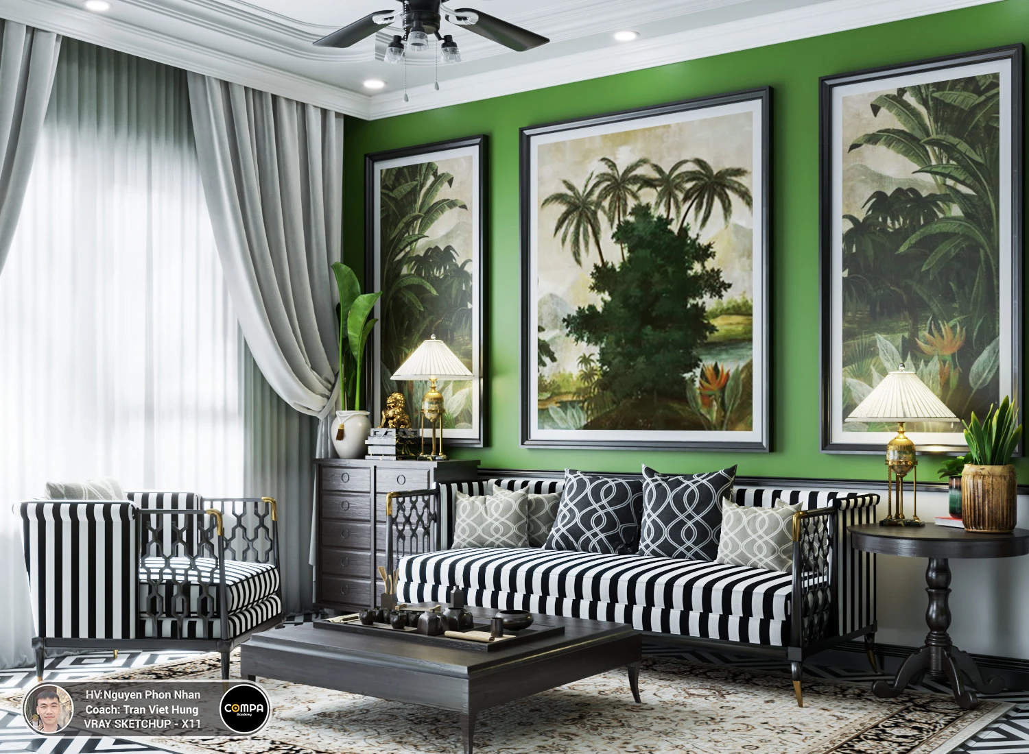 Sketchup Model Download Indochine Living Room Vray Free ID 100000262 (Tran Viet Hung)