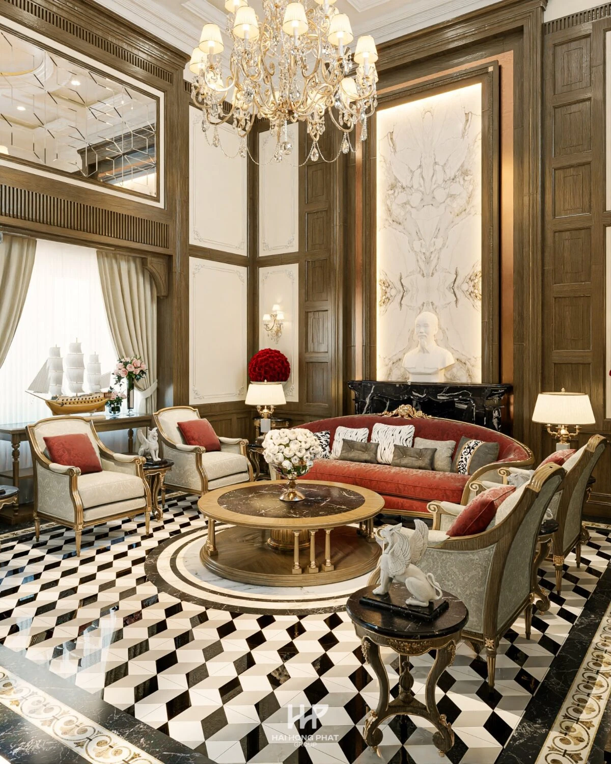 SketchUp Free Sketchup Model Free Download Classical Living Room Vray ID 100000316 (Huu Khanh)