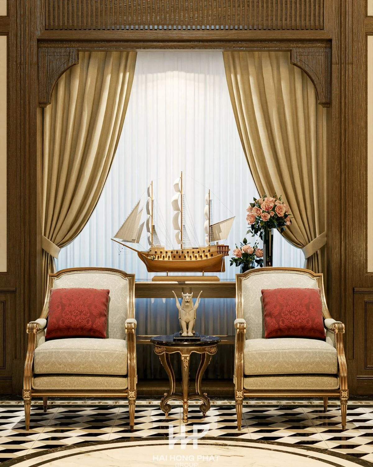 SketchUp Free Sketchup Model Free Download Classical Living Room Vray ID 100000316 (Huu Khanh)