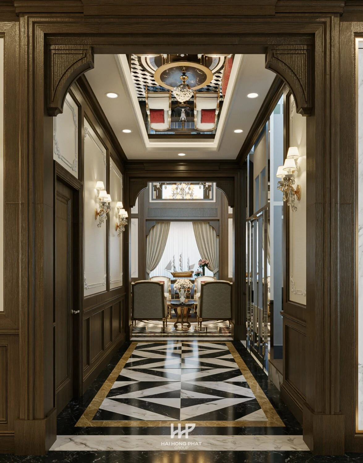 SketchUp Free Sketchup Model Free Download Classical Living Room Vray ID 100000316 (Huu Khanh)