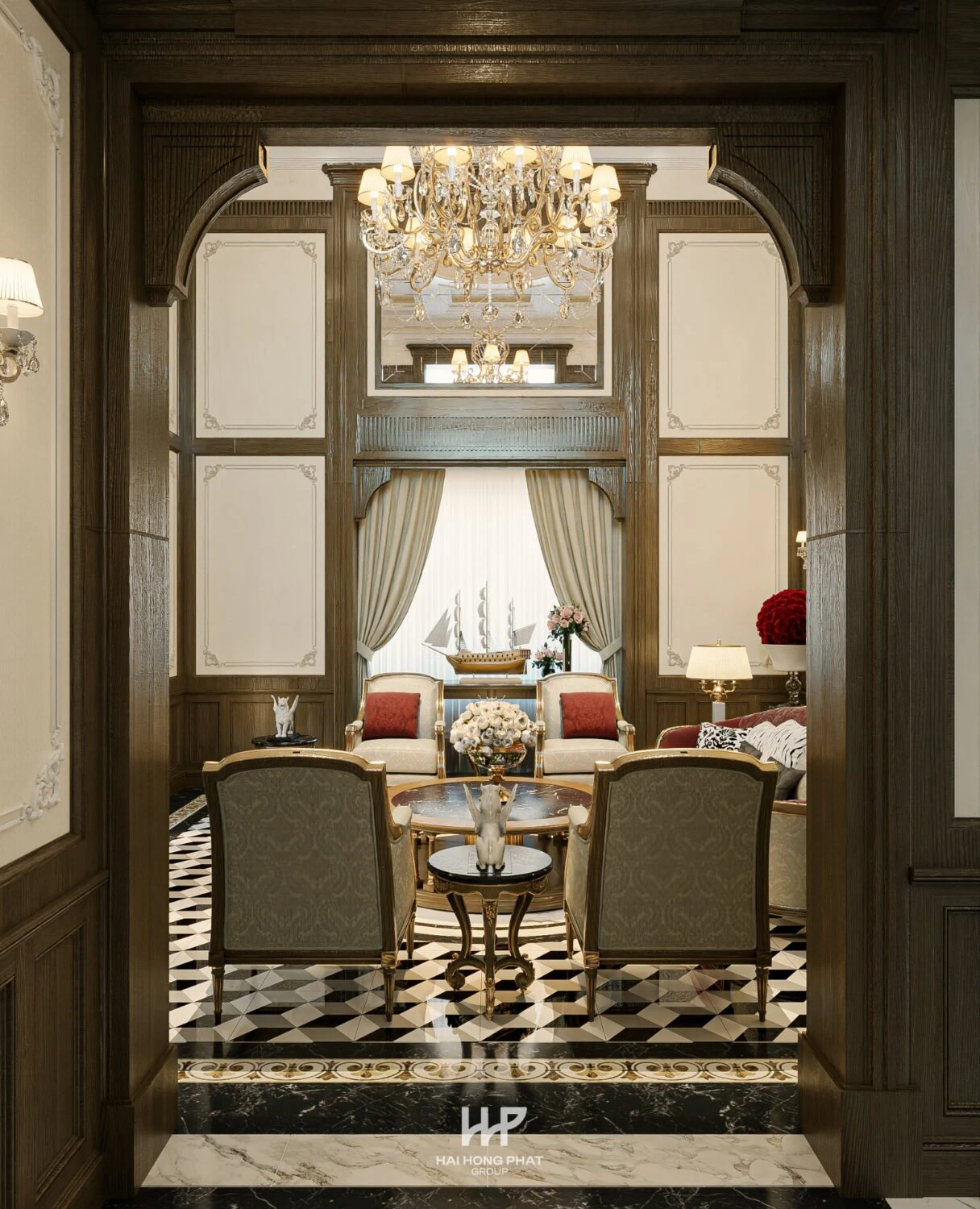 SketchUp Free Sketchup Model Free Download Classical Living Room Vray ID 100000316 (Huu Khanh)