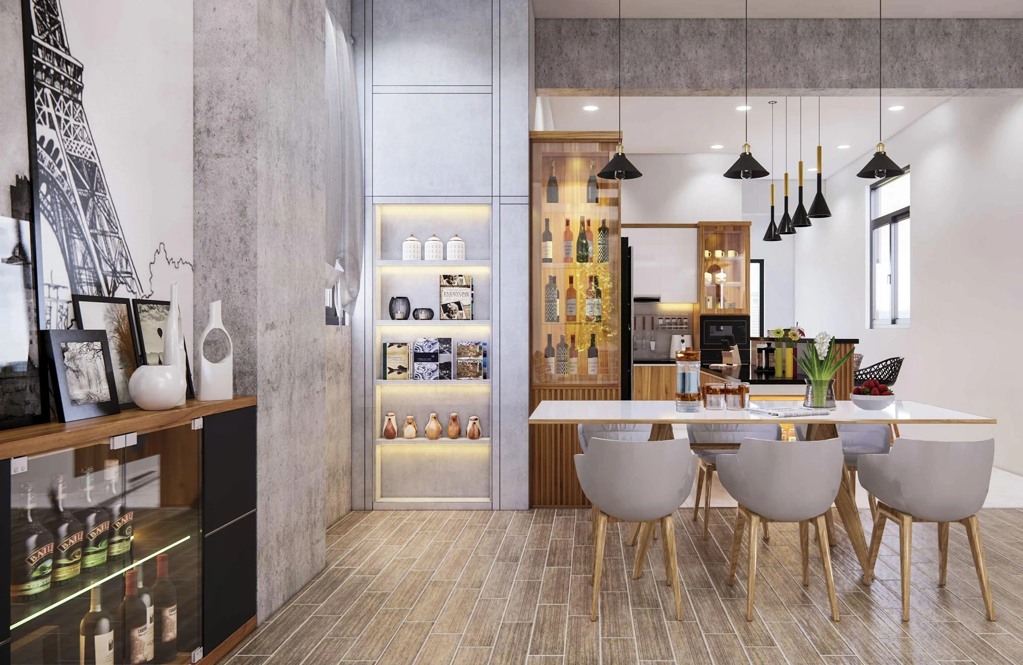 SketchUp Free Sketchup Model Free Download Modern Living Room And Dining Room Enscape ID 218000091 (Tran Phuc Loc)