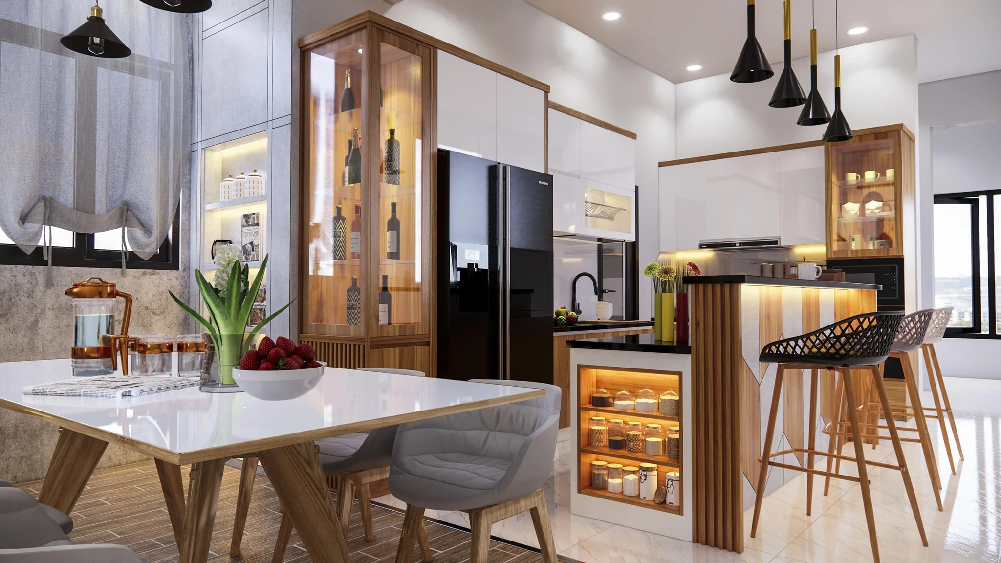 SketchUp Free Sketchup Model Free Download Modern Living Room And Dining Room Enscape ID 218000091 (Tran Phuc Loc)