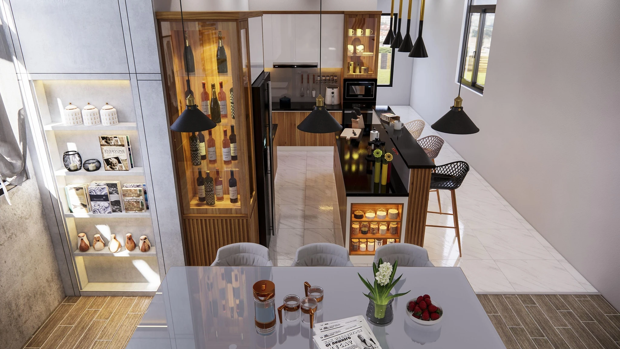 SketchUp Free Sketchup Model Free Download Modern Living Room And Dining Room Enscape ID 218000091 (Tran Phuc Loc)