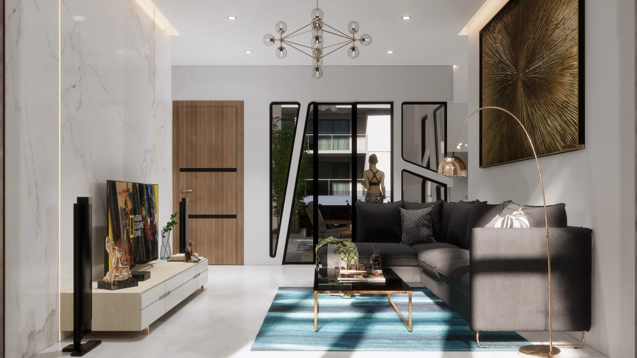 Sketchup Scene Download Enscape Modern Living Room And Dining Room Free ID 218000064 (Thoai Tran)