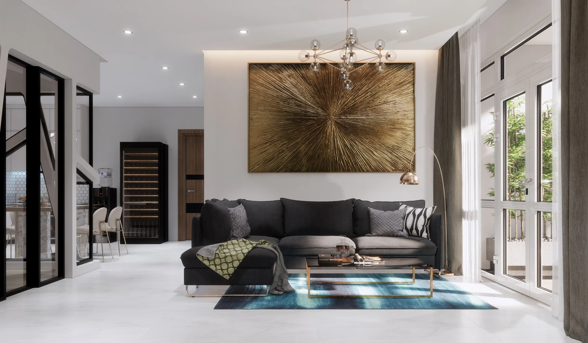 Sketchup Scene Download Enscape Modern Living Room And Dining Room Free ID 218000064 (Thoai Tran)