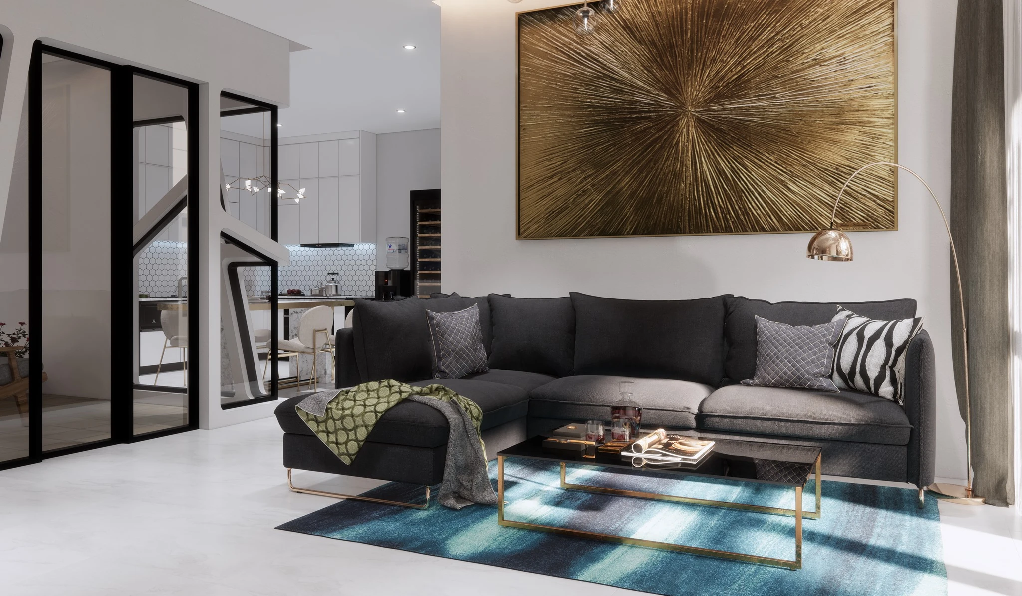 Sketchup Scene Download Enscape Modern Living Room And Dining Room Free ID 218000064 (Thoai Tran)