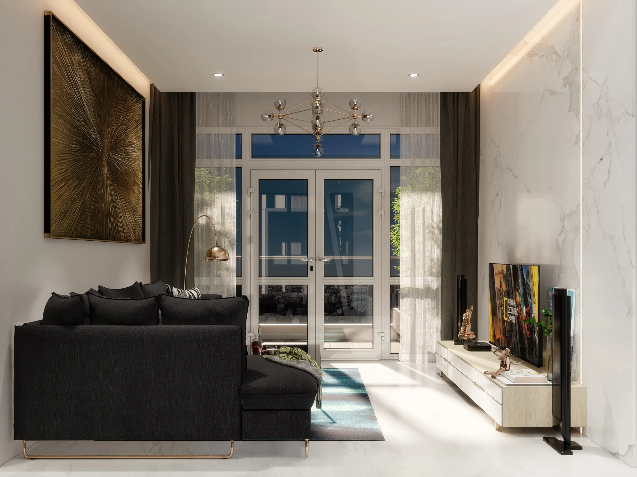 Sketchup Scene Download Enscape Modern Living Room And Dining Room Free ID 218000064 (Thoai Tran)