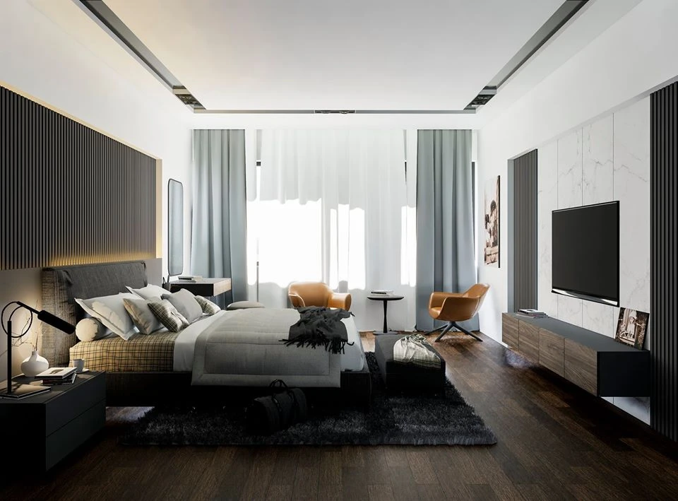 SketchUp Free Sketchup Scene Download Free Modern Bedroom Vray ID 101000354 (Khanh Nguyen Van)