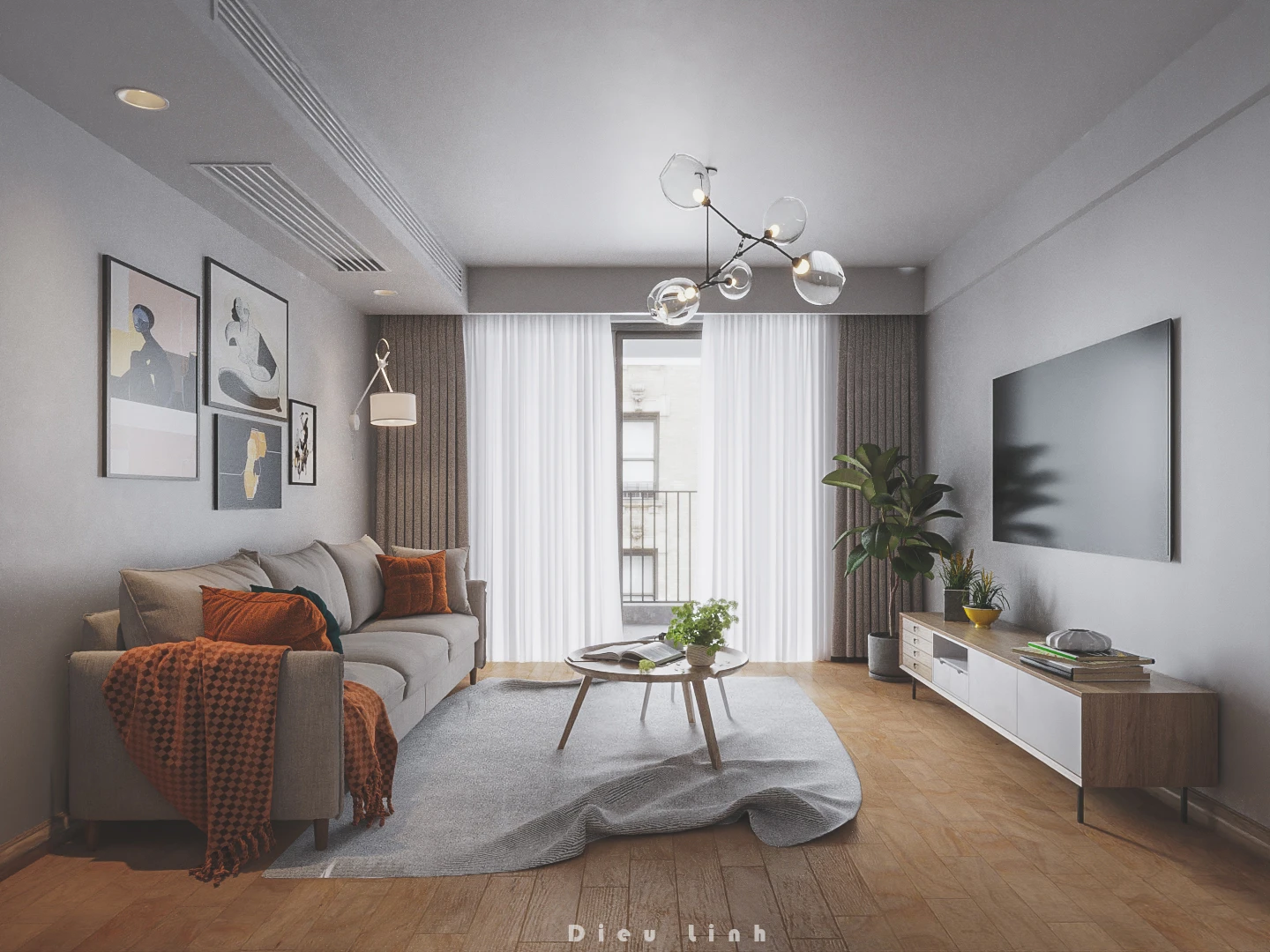 SketchUp Free Sketchup Scene Download Vray Modern Living Room Free ID 100000199 (Dieu Linh)