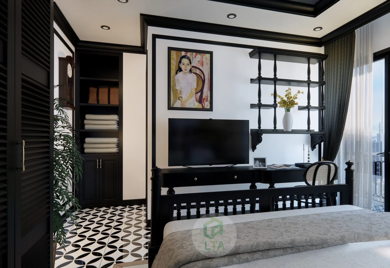 SketchUp Free Sketchup Scene Free Download Indochine Bedroom Enscape ID 101000528 (Cao Hoang Nhat Long)