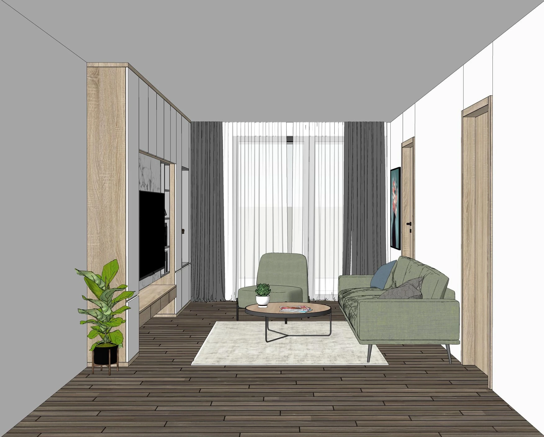 Sketchup Scene Free Download Modern Living Room And Dining Room ID 218000049 (Dang Nam Quang)
