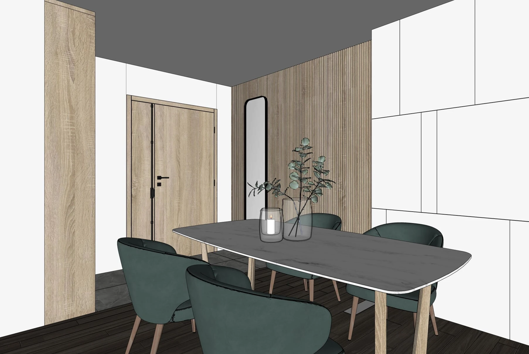 Sketchup Scene Free Download Modern Living Room And Dining Room ID 218000049 (Dang Nam Quang)