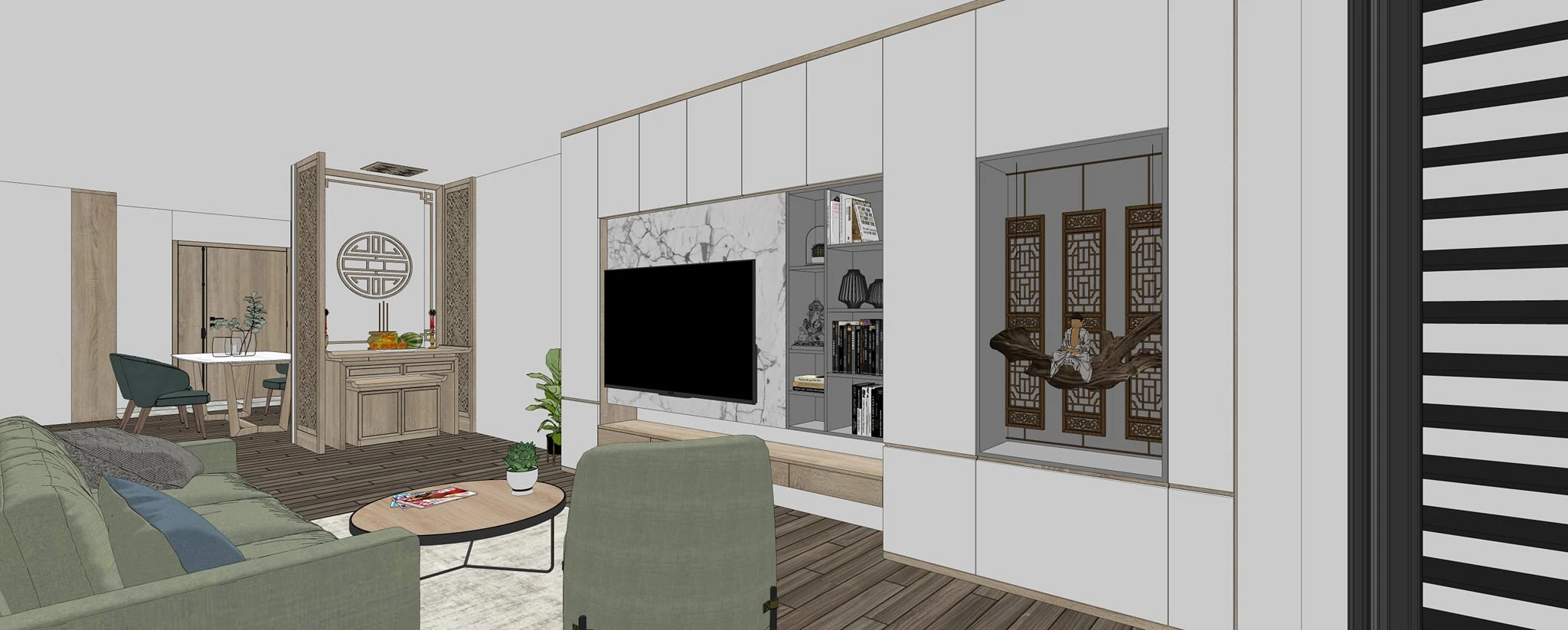 Sketchup Scene Free Download Modern Living Room And Dining Room ID 218000049 (Dang Nam Quang)