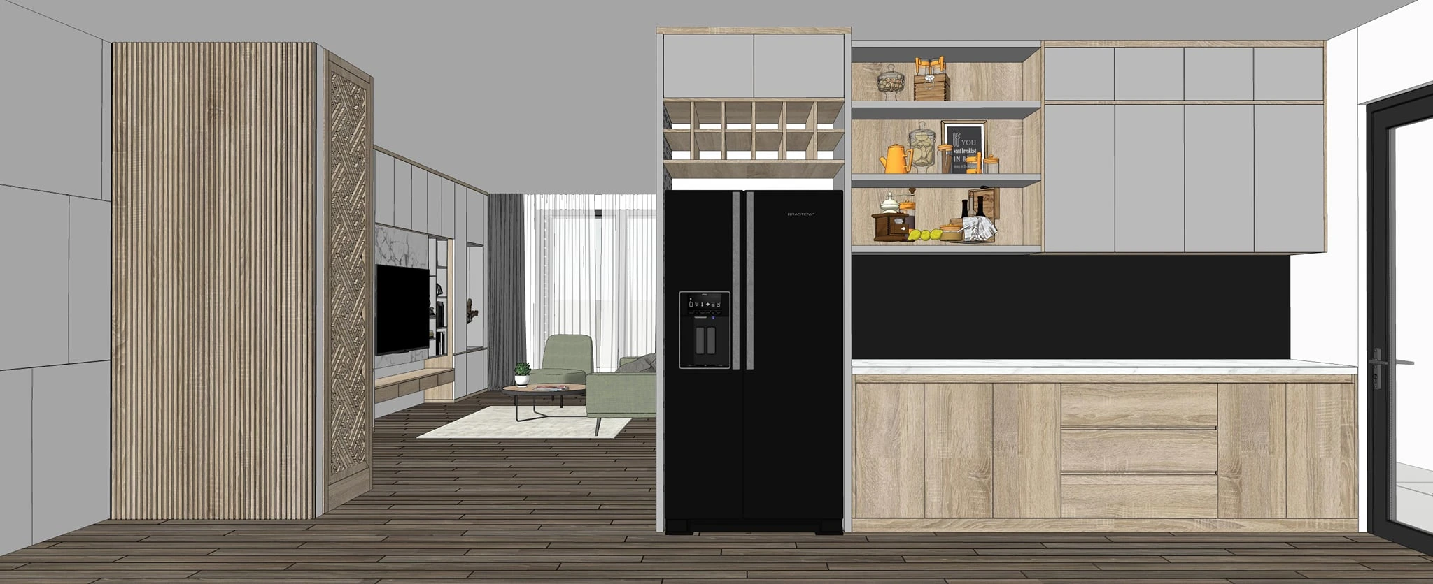 Sketchup Scene Free Download Modern Living Room And Dining Room ID 218000049 (Dang Nam Quang)