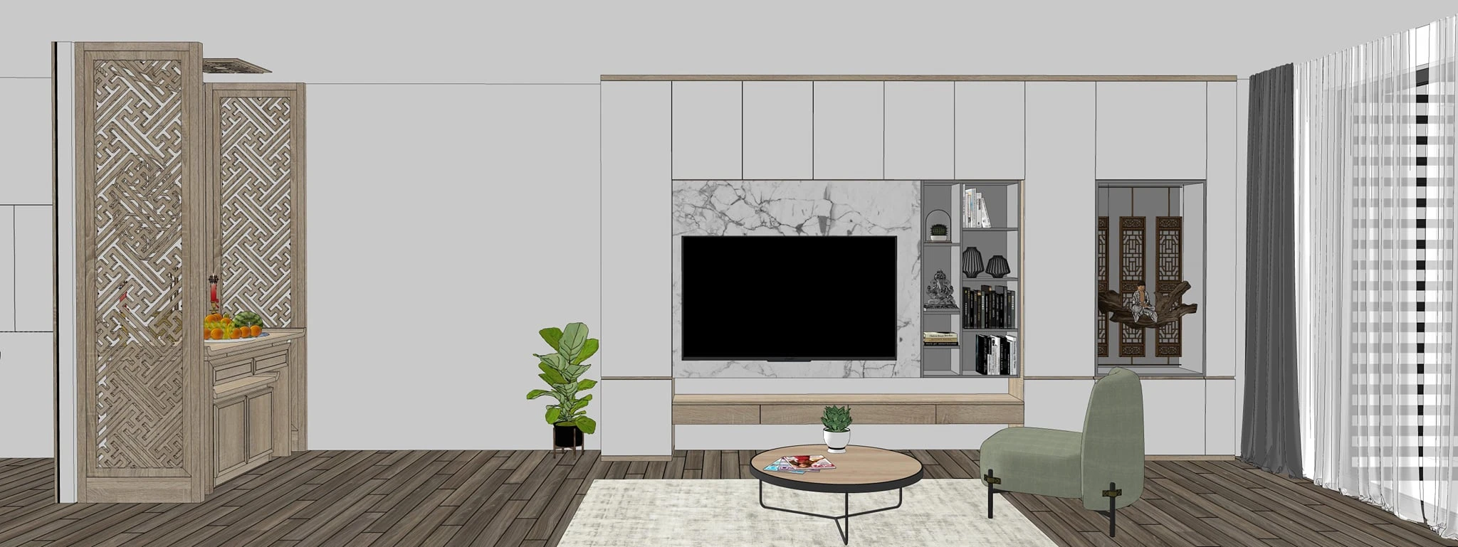 Sketchup Scene Free Download Modern Living Room And Dining Room ID 218000049 (Dang Nam Quang)