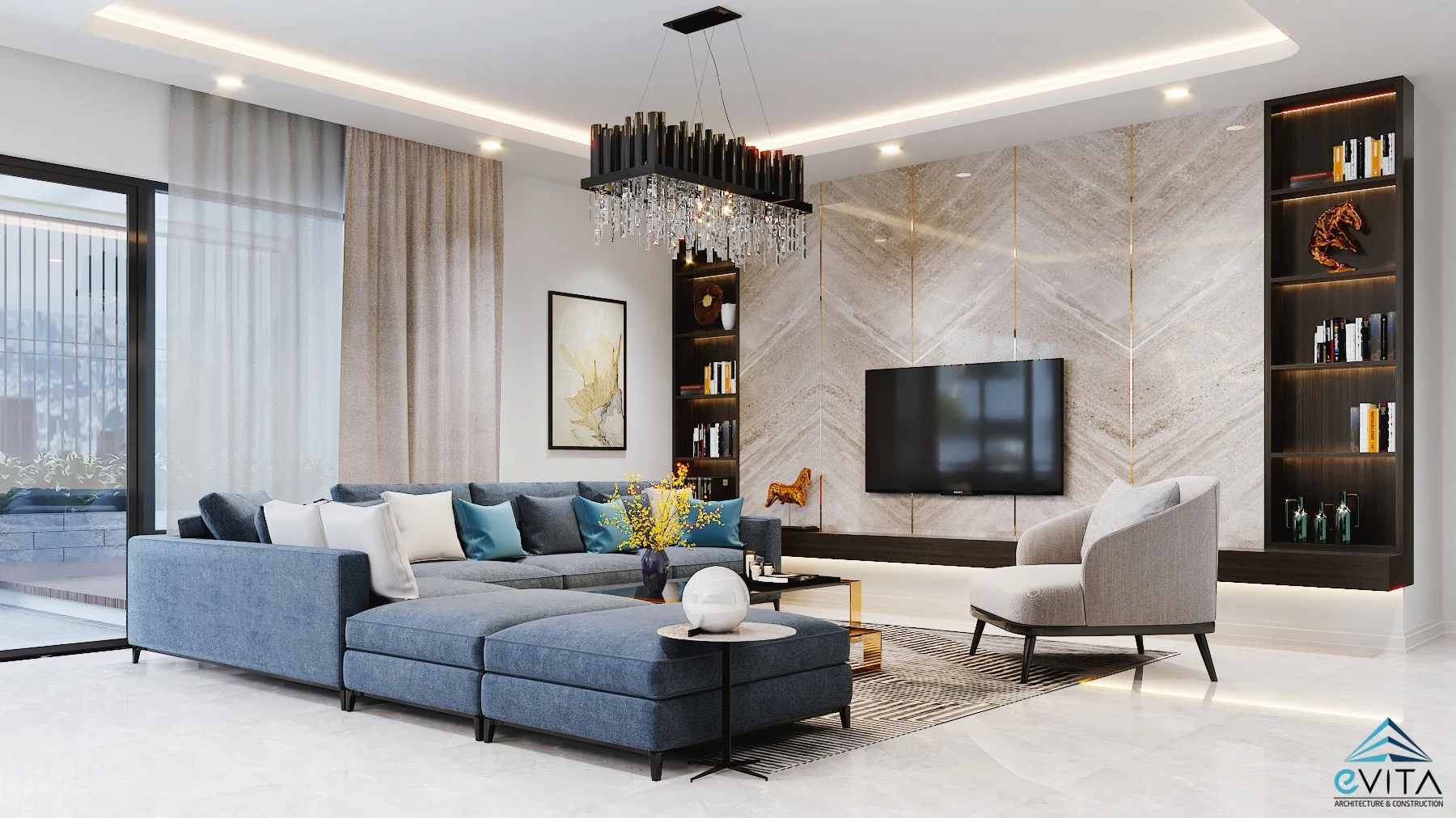 Sketchup Scene Free Download Modern Living Room Vray ID 100000154 (Dam Thien Luan)