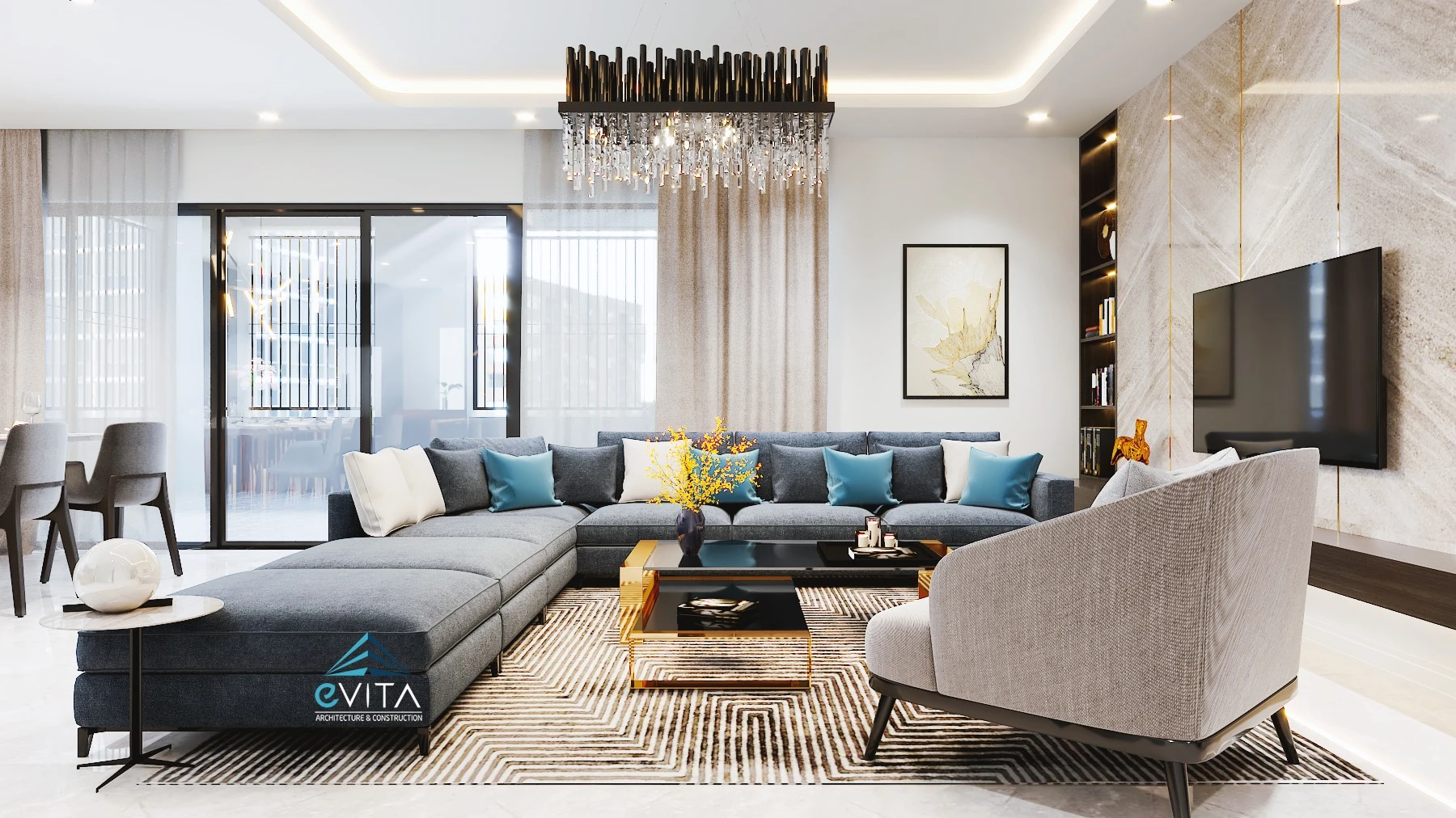 Sketchup Scene Free Download Modern Living Room Vray ID 100000154 (Dam Thien Luan)