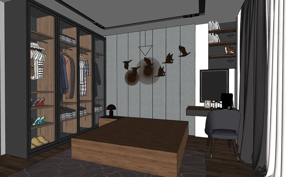 Sketchup Scene Free Download Vray Modern Bedroom ID 101000319 (Diep Vinh)