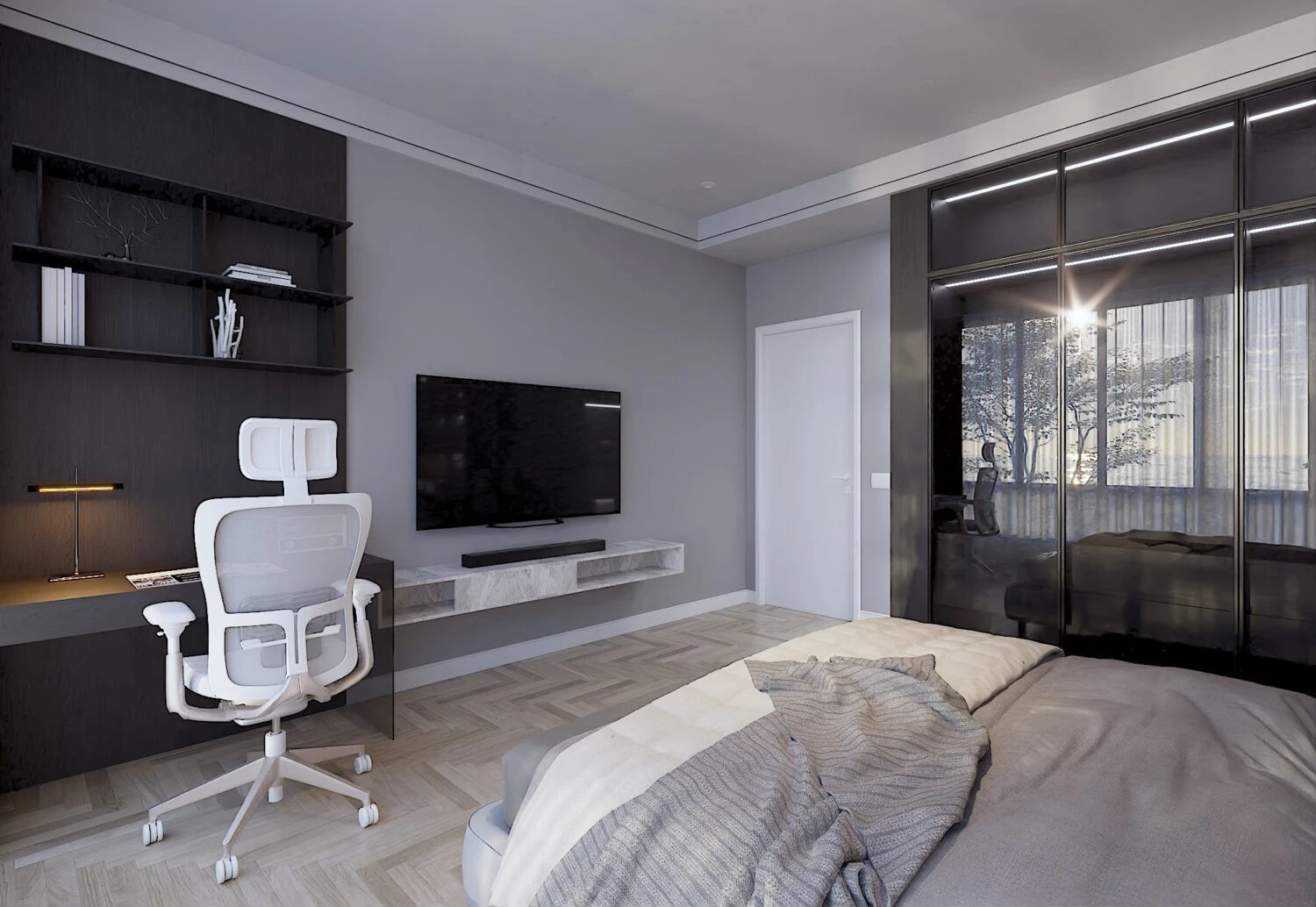 Sketchup Scene Free Download Vray Modern Bedroom ID 101000658 (Thanh Cong)