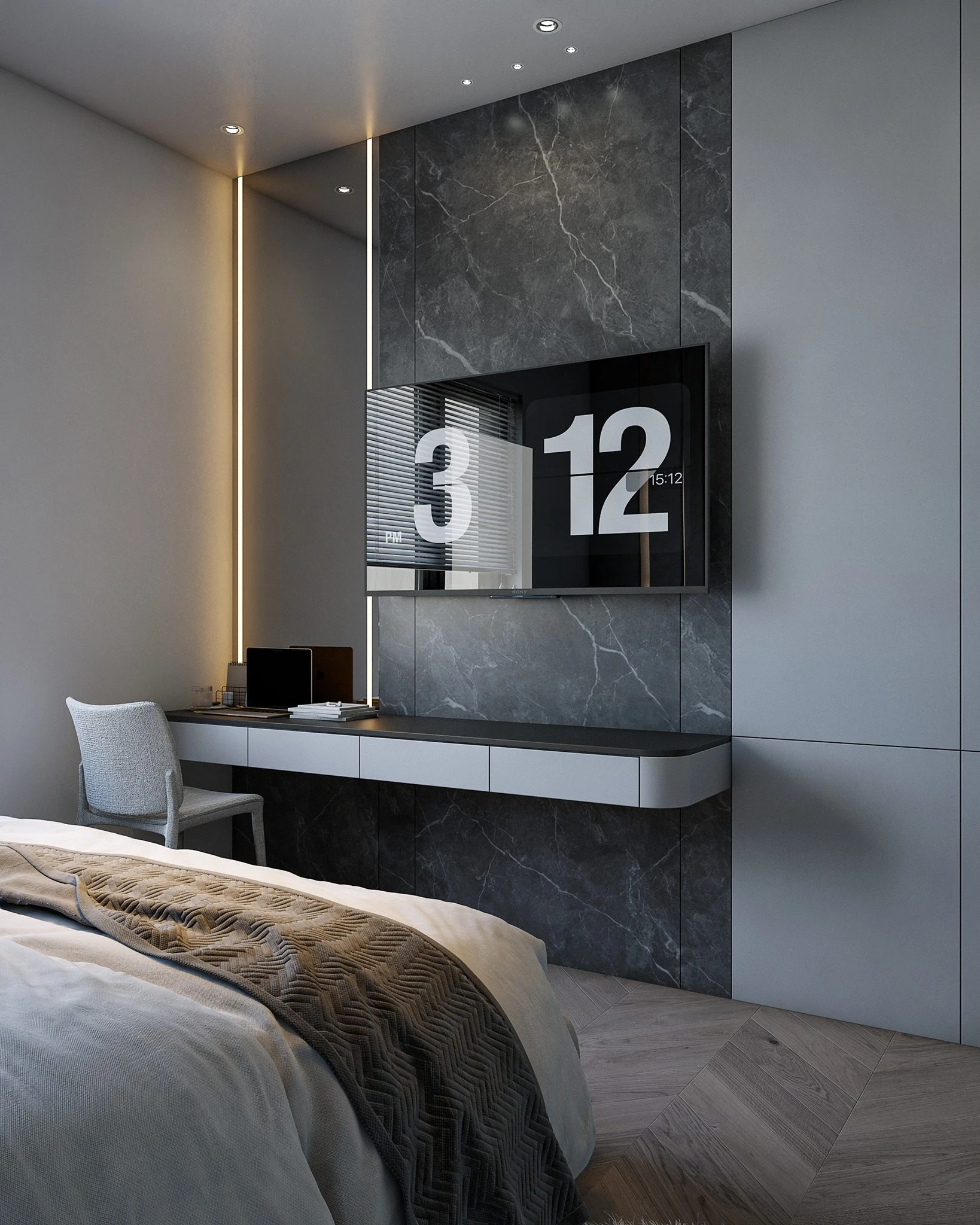 Vray Bedroom Free Sketchup Scene Download Modern ID 101000734 (Hieu Decor)