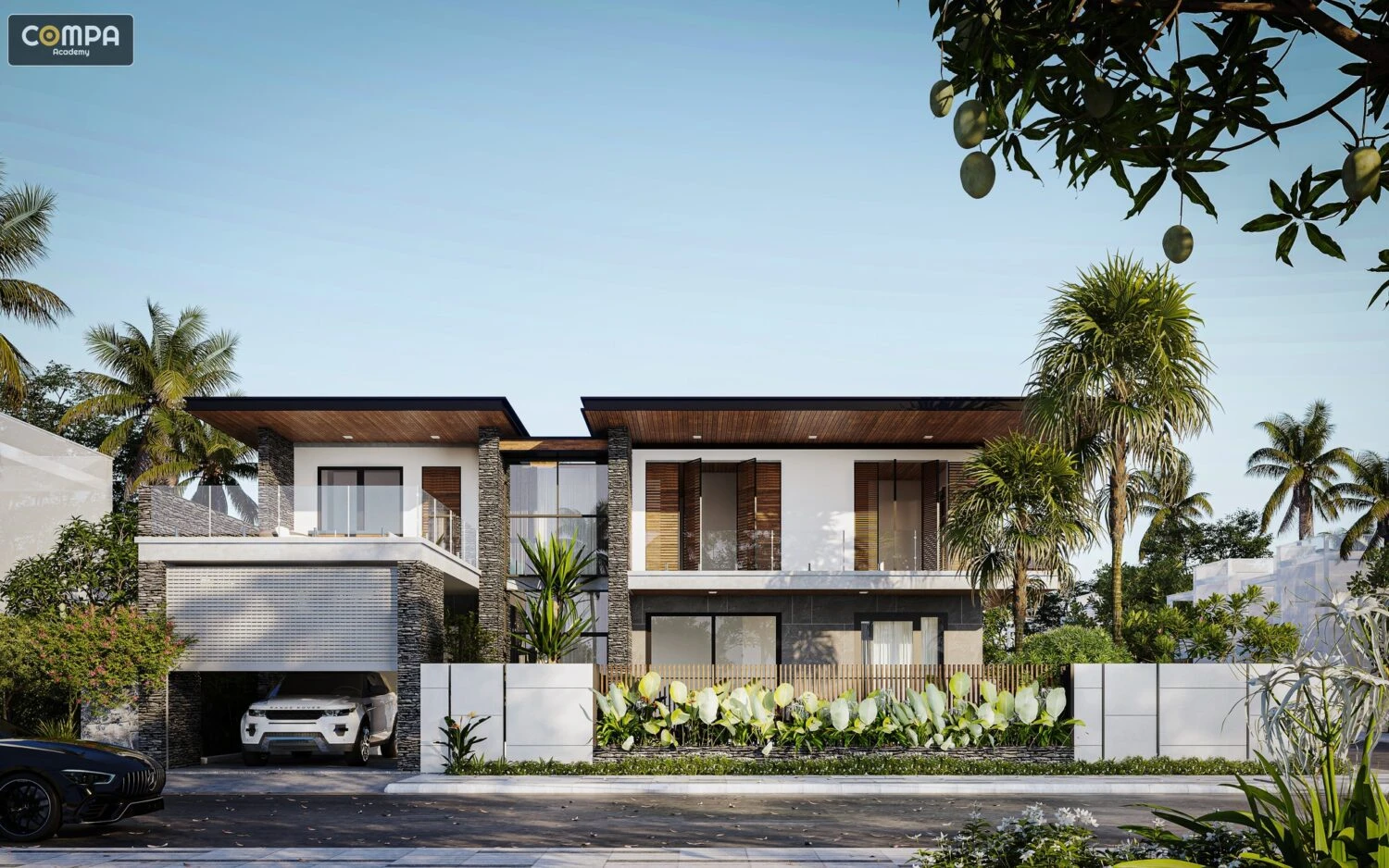 Vray Exterior Sketchup Free Model Modern ID 101000290 (Tran Viet Hung)