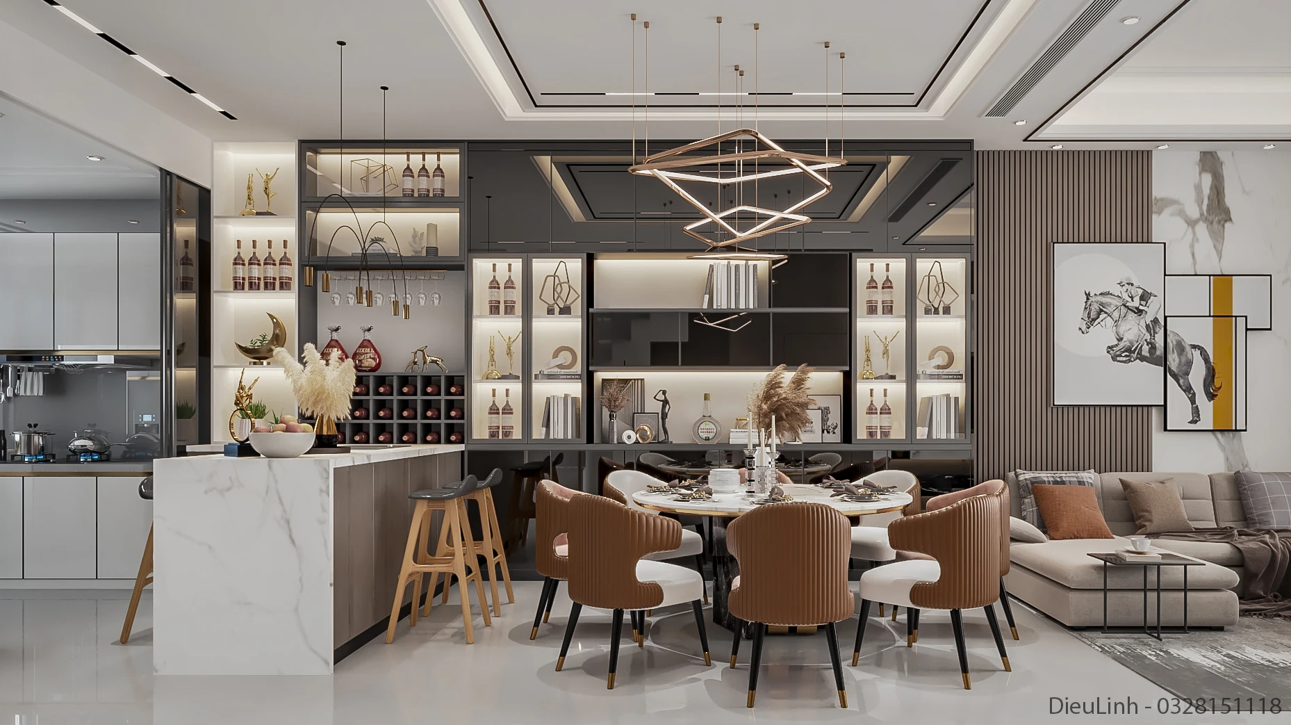 Vray Living Room And Dining Room Sketchup 3D Models Free Download Modern ID 218000078 (Dieu Linh)