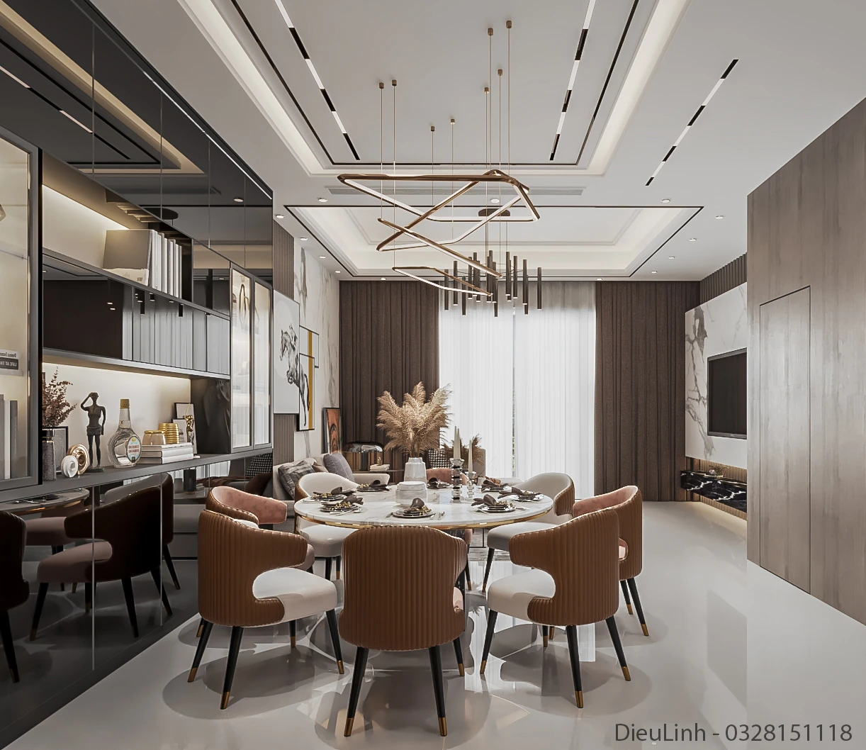 Vray Living Room And Dining Room Sketchup 3D Models Free Download Modern ID 218000078 (Dieu Linh)