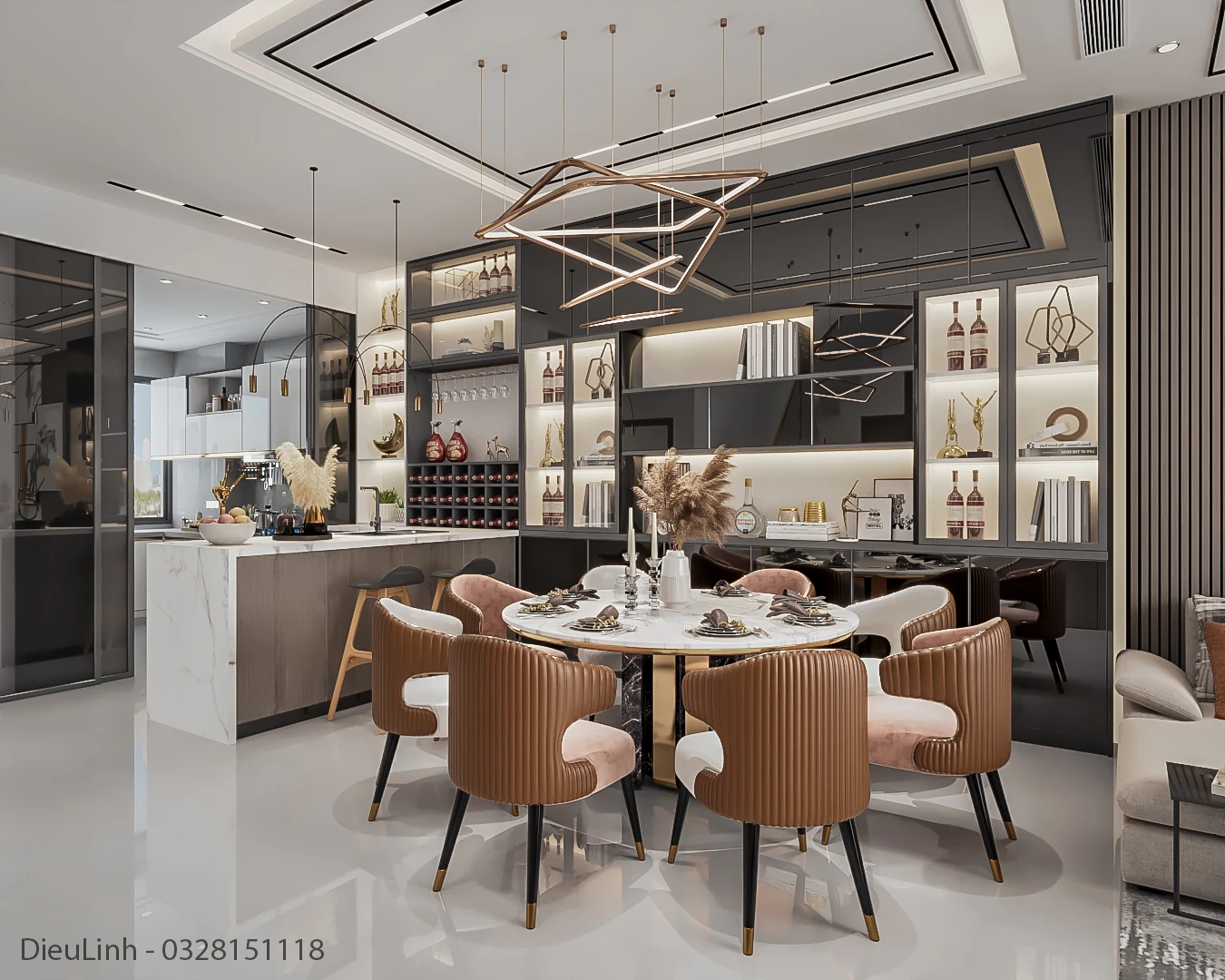 Vray Living Room And Dining Room Sketchup 3D Models Free Download Modern ID 218000078 (Dieu Linh)