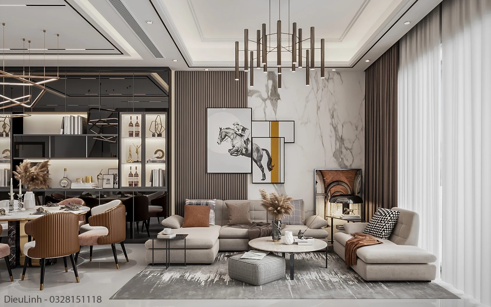 Vray Living Room And Dining Room Sketchup 3D Models Free Download Modern ID 218000078 (Dieu Linh)