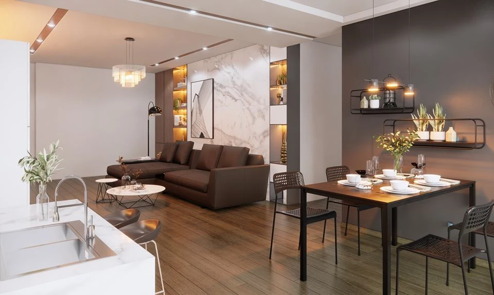 SketchUp Free Vray Living Room - Dining Room Download SketchUp Models Modern Free ID 218000116 (Quoc Anh)