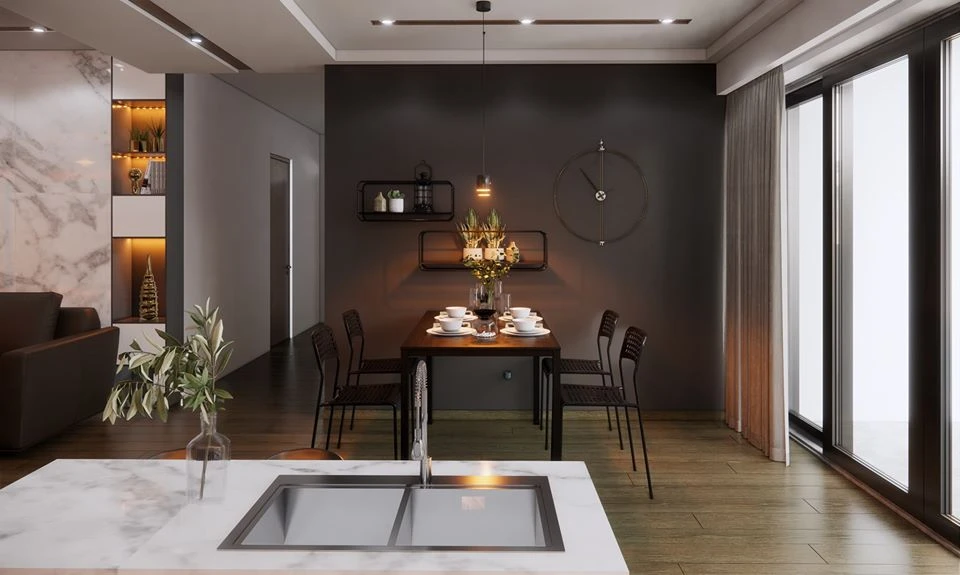 SketchUp Free Vray Living Room - Dining Room Download SketchUp Models Modern Free ID 218000116 (Quoc Anh)