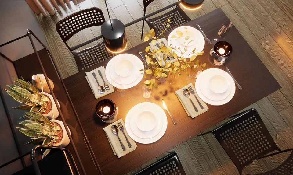 SketchUp Free Vray Living Room - Dining Room Download SketchUp Models Modern Free ID 218000116 (Quoc Anh)