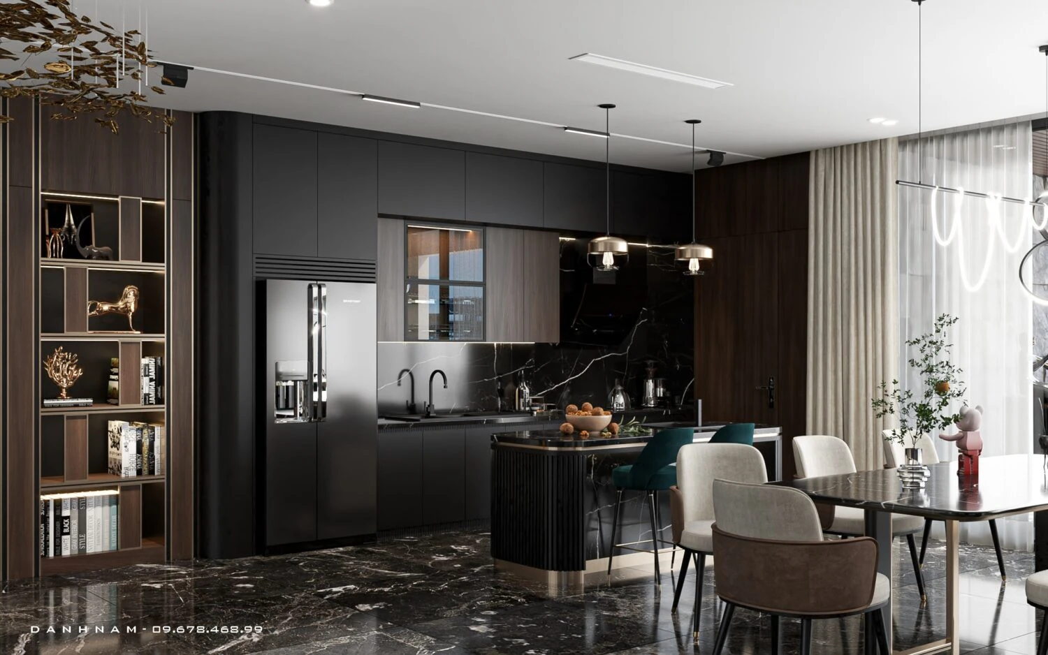 SketchUp Free Vray Living Room - Dining Room Download SketchUp Models Modern Free ID 218000176 (Danh Nam)