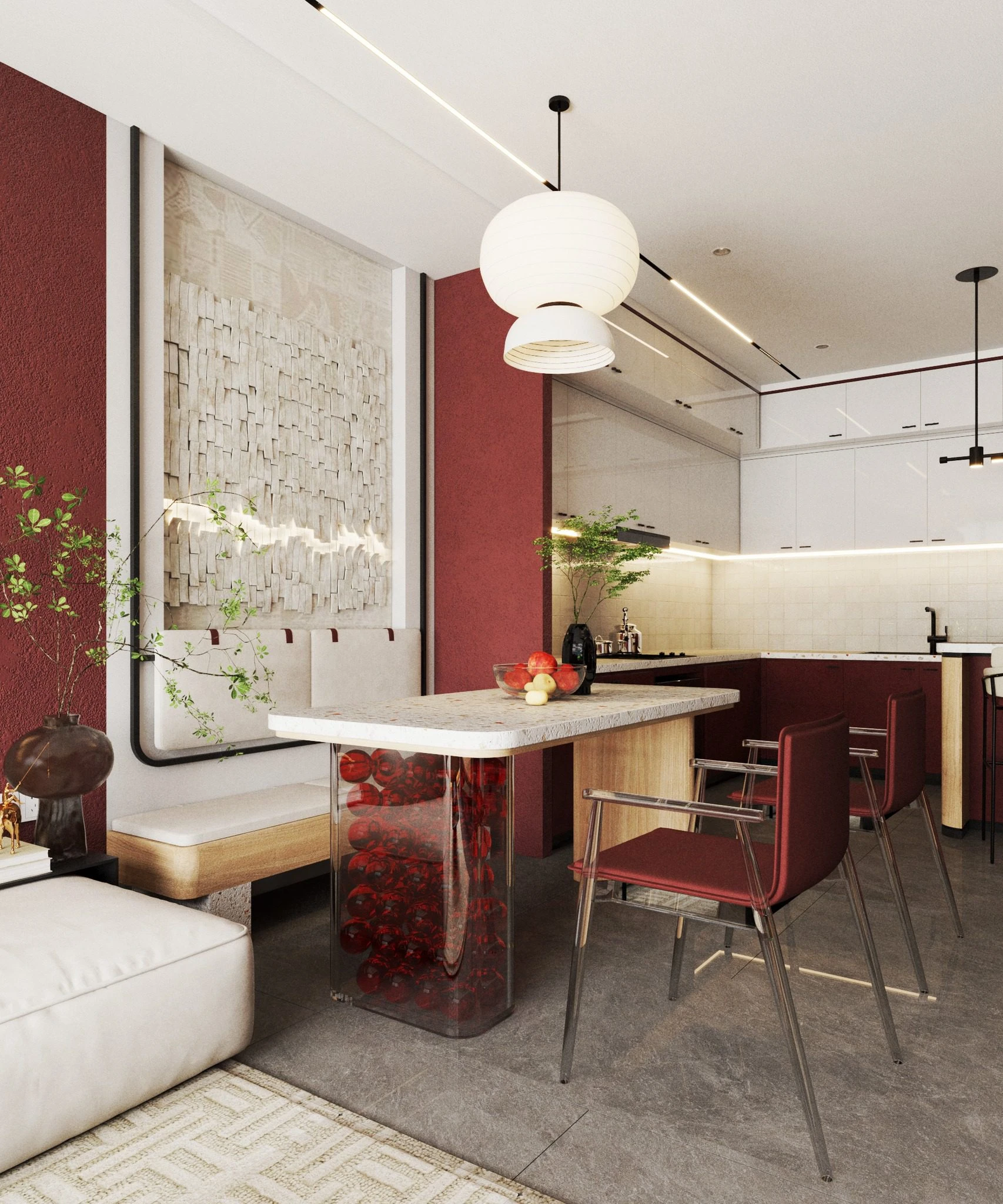 Vray Living Room - Dining Room Download SketchUp Models Modern Free ID 218000206 (Ty Nguyen)