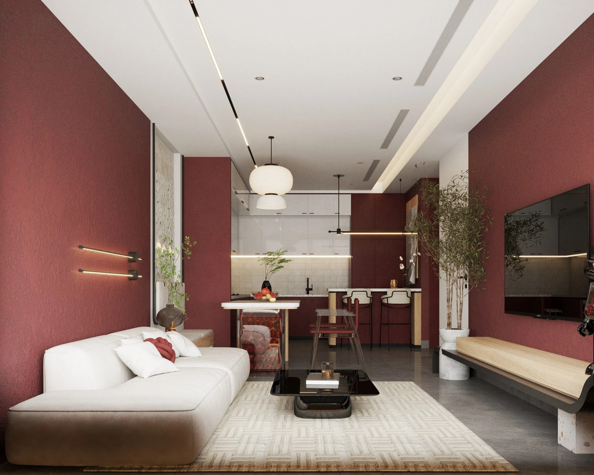 Vray Living Room - Dining Room Download SketchUp Models Modern Free ID 218000206 (Ty Nguyen)