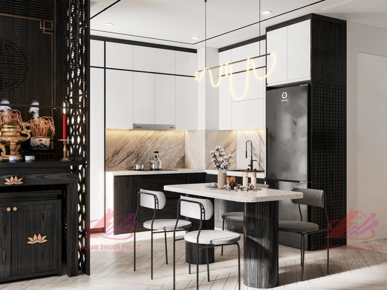 SketchUp Free Vray Living Room - Dining Room Free SketchUp Models Download Modern ID 218000128 (Quang Sang)