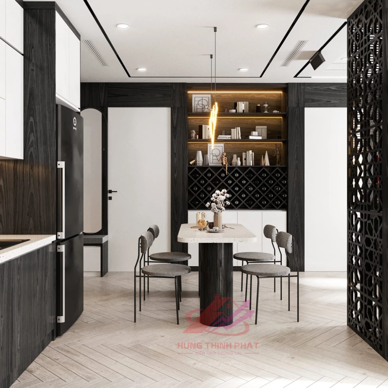 SketchUp Free Vray Living Room - Dining Room Free SketchUp Models Download Modern ID 218000128 (Quang Sang)