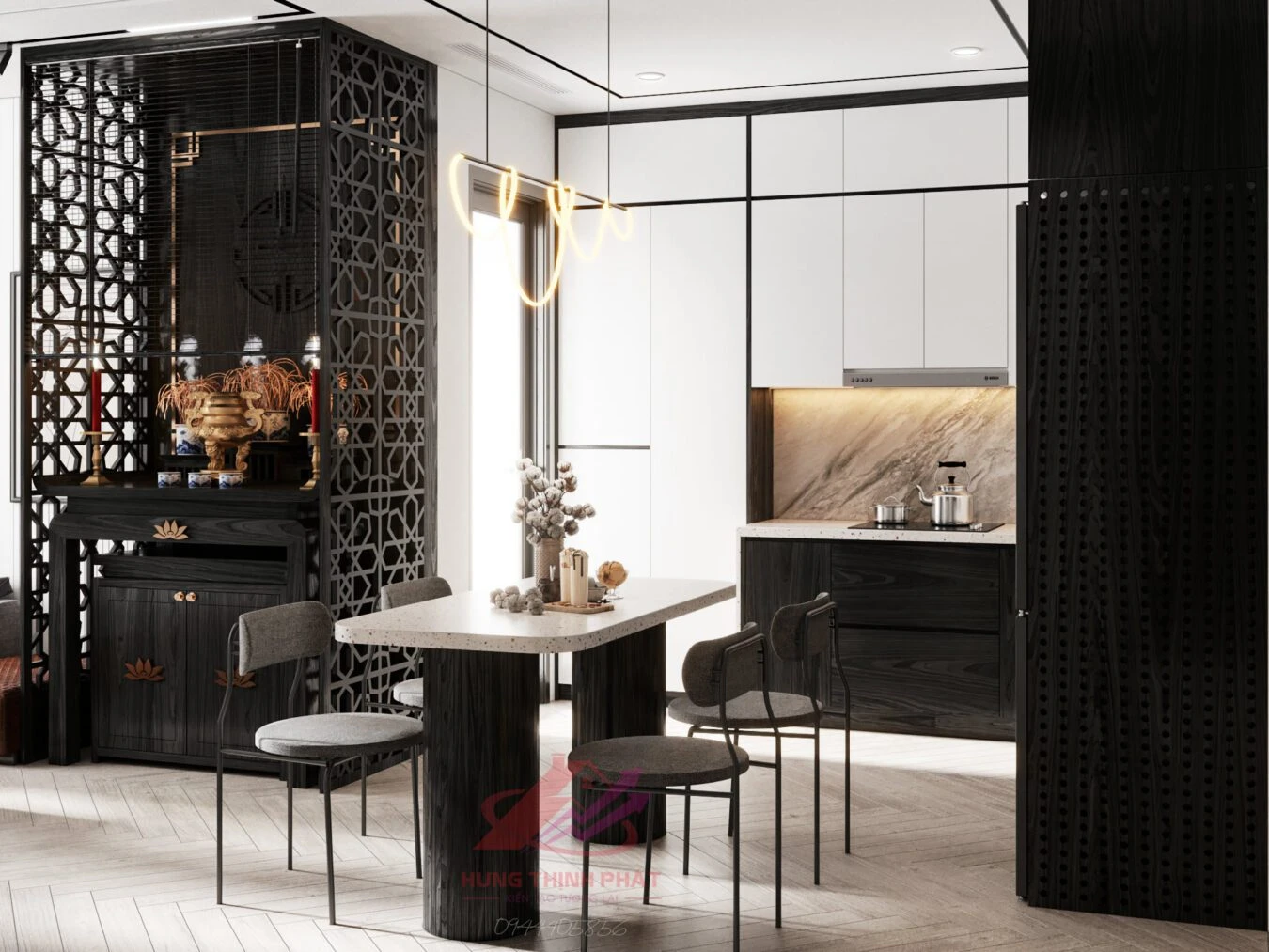 SketchUp Free Vray Living Room - Dining Room Free SketchUp Models Download Modern ID 218000128 (Quang Sang)