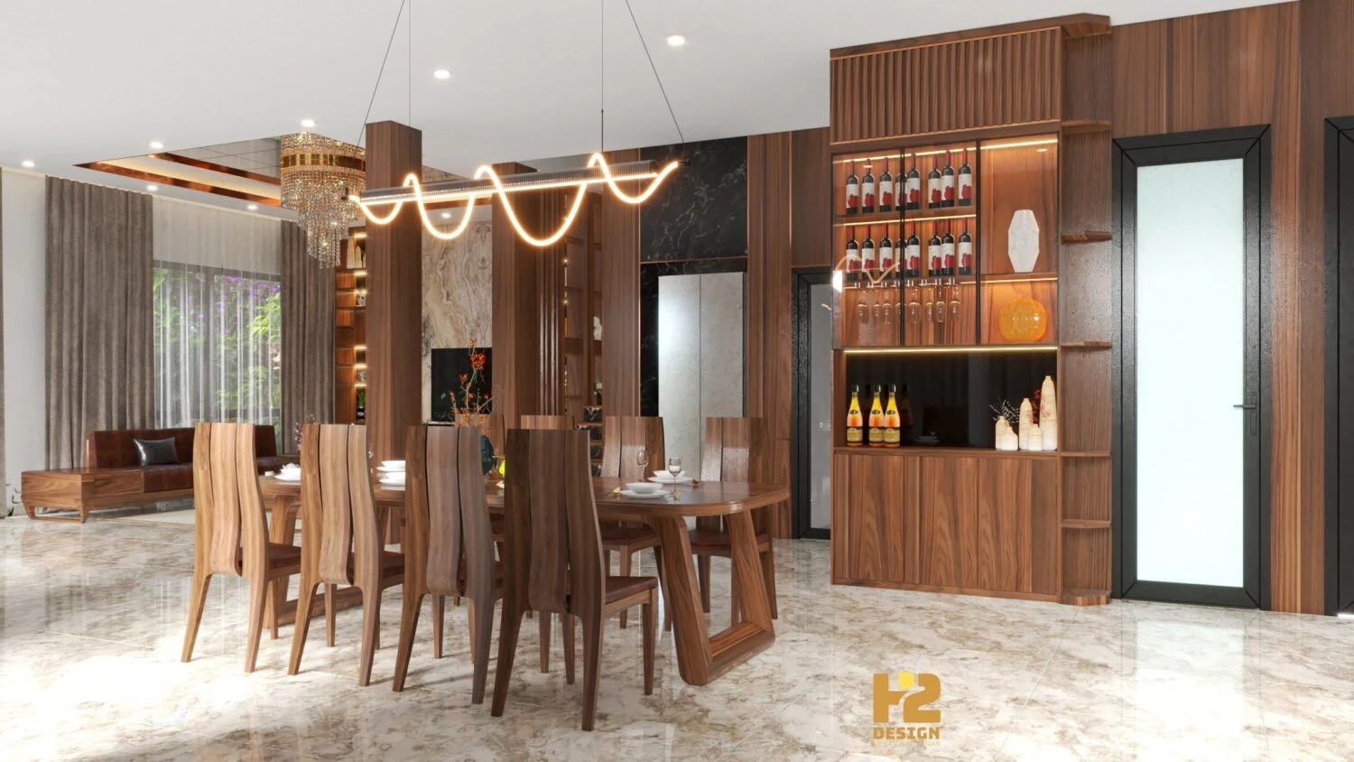 Vray Living Room - Dining Room Free SketchUp Models Download Modern ID 218000158 (Nguyen Hai)