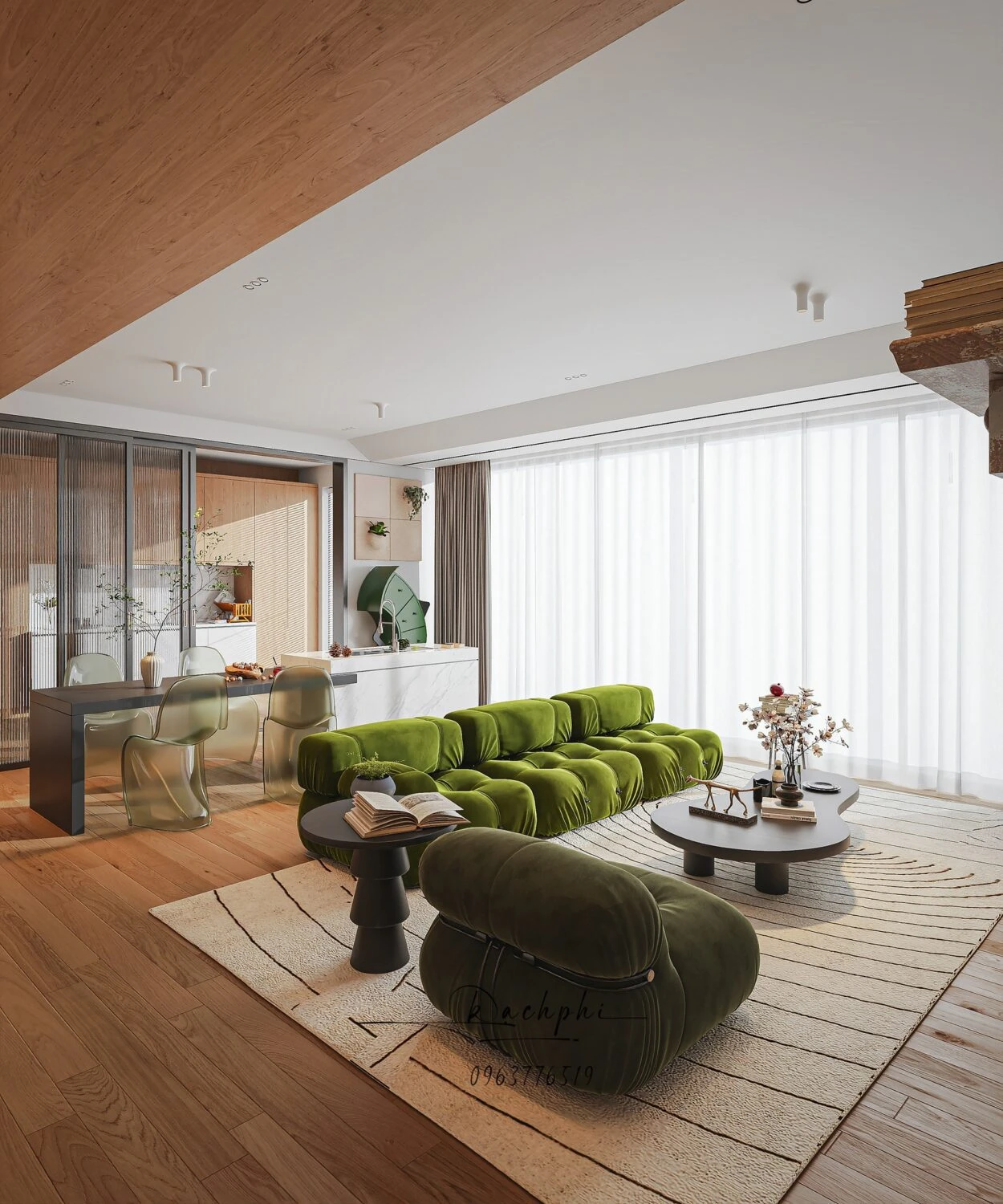 Vray Living Room - Dining Room Free SketchUp Models Download Modern ID 218000188 (Phi Bach)