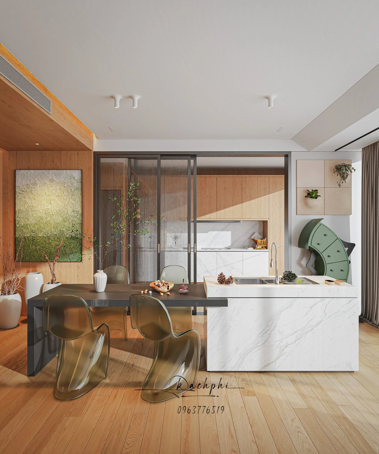 Vray Living Room - Dining Room Free SketchUp Models Download Modern ID 218000188 (Phi Bach)