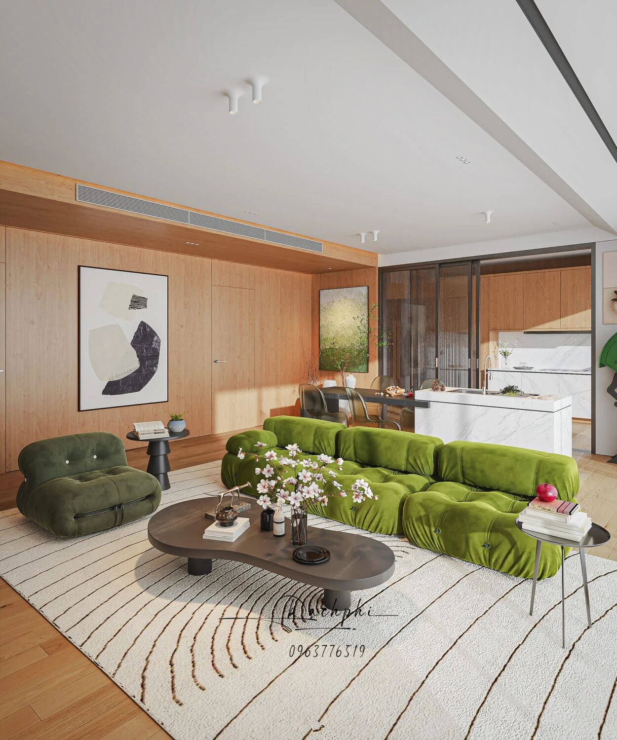 Vray Living Room - Dining Room Free SketchUp Models Download Modern ID 218000188 (Phi Bach)