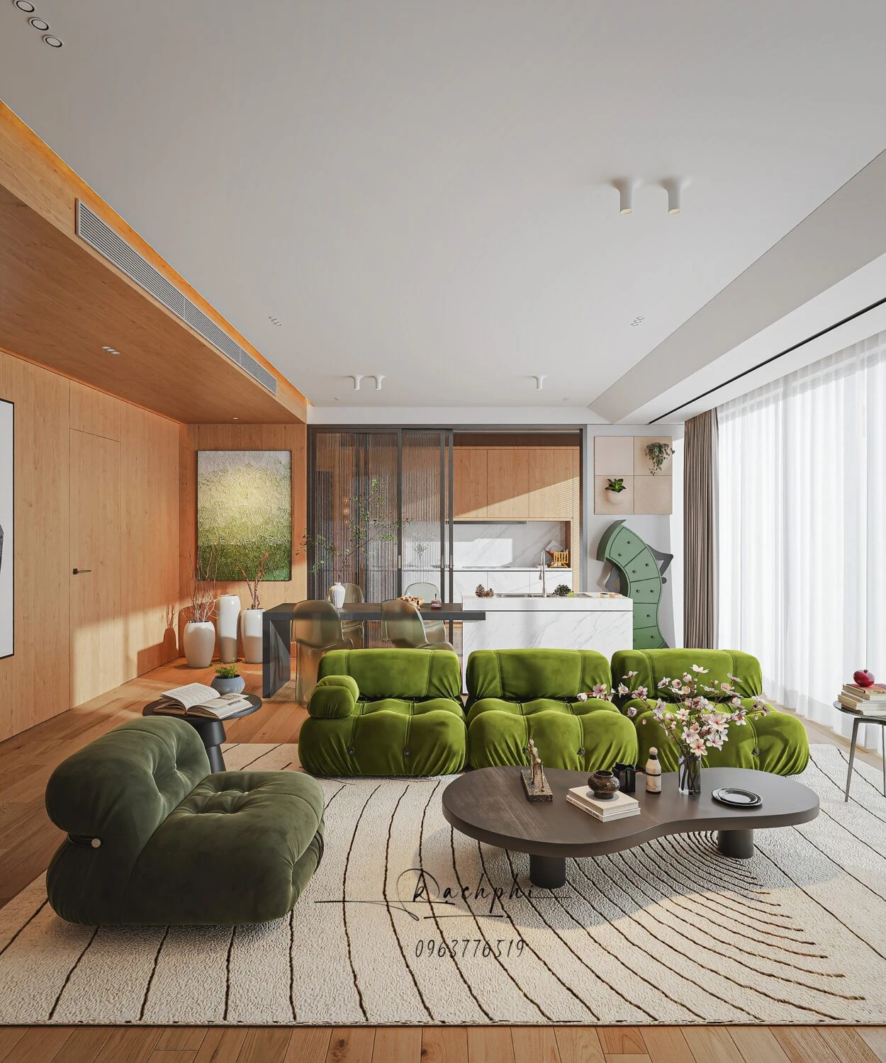 Vray Living Room - Dining Room Free SketchUp Models Download Modern ID 218000188 (Phi Bach)