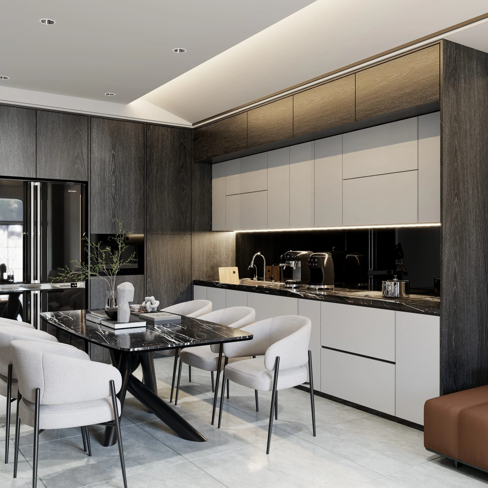 Vray Living Room - Dining Room Free SketchUp Models Download Modern ID 218000218 (Hung Duong Do)